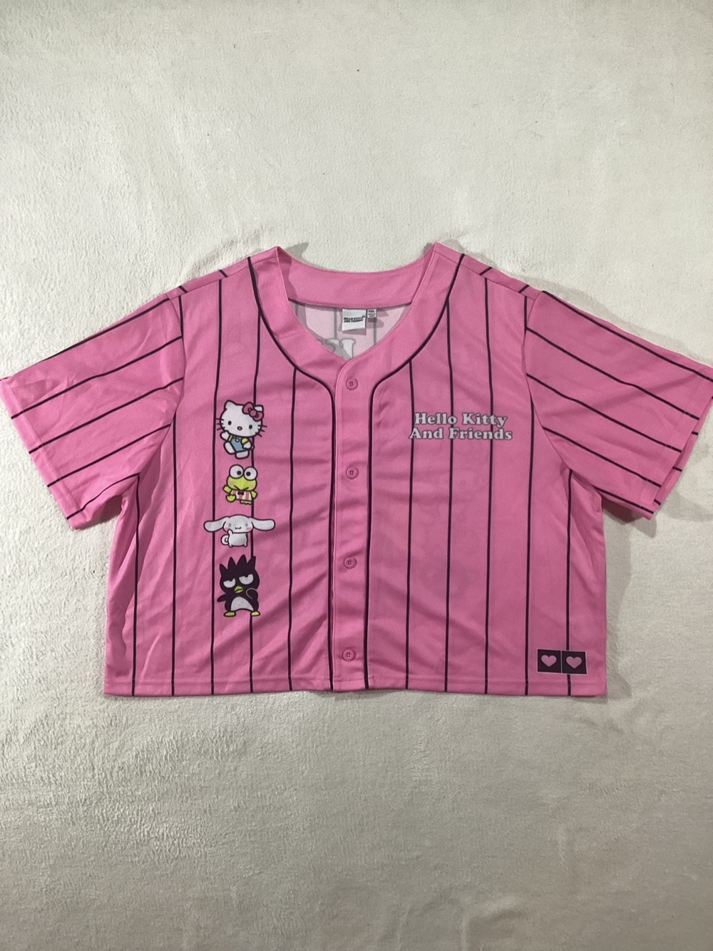 Sanrio Hello Kitty Cropped Baseball Jersey Pink Mesh